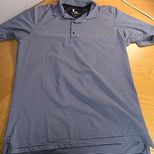 F&G Tech Golf Shirt Mens M White Blue  Club Perofrmance Short Sleeve Polo